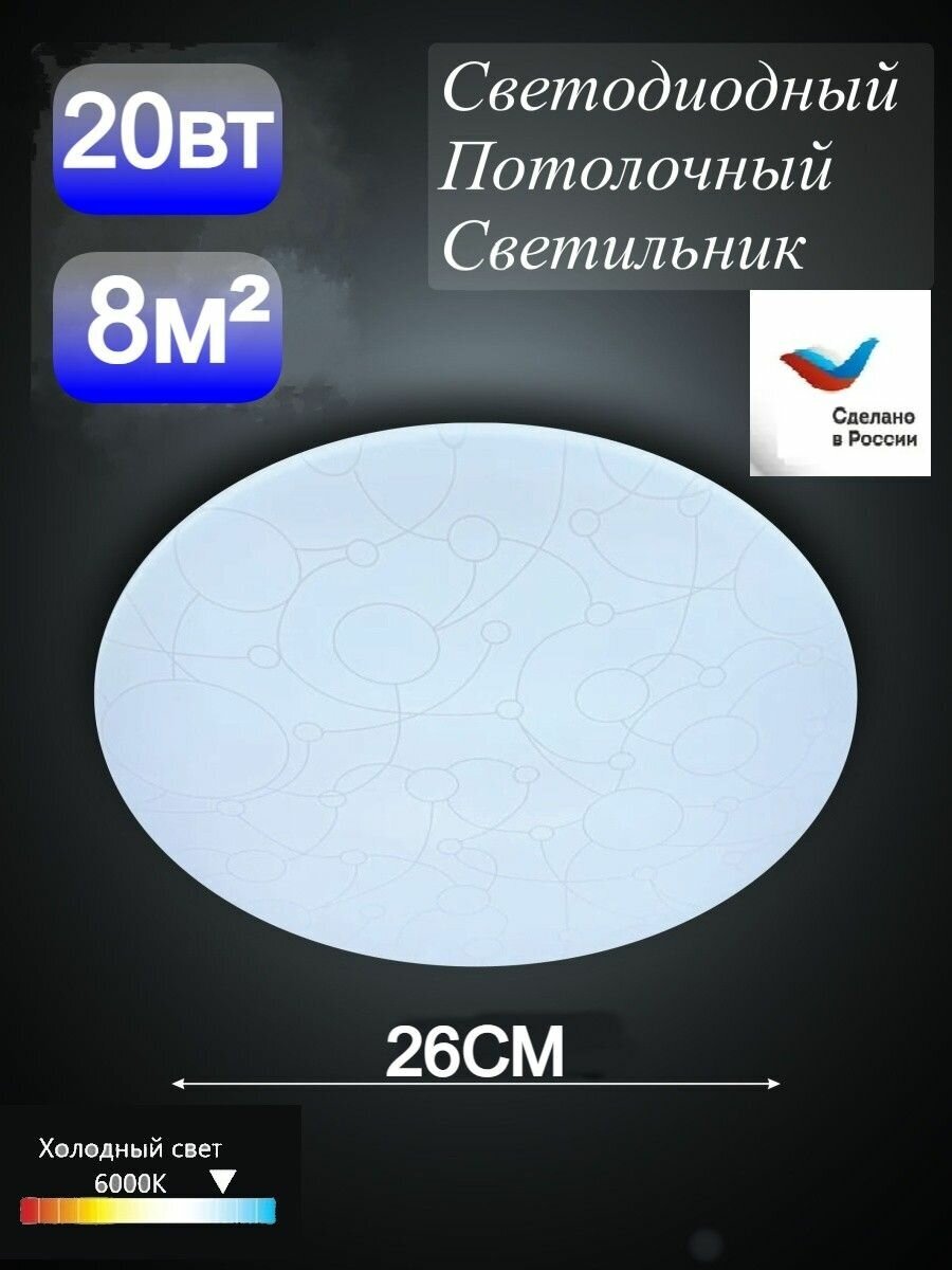фото Светильник светодиодный накладной 20вт Молекула, светильник для кухни, ванной, гардероба,