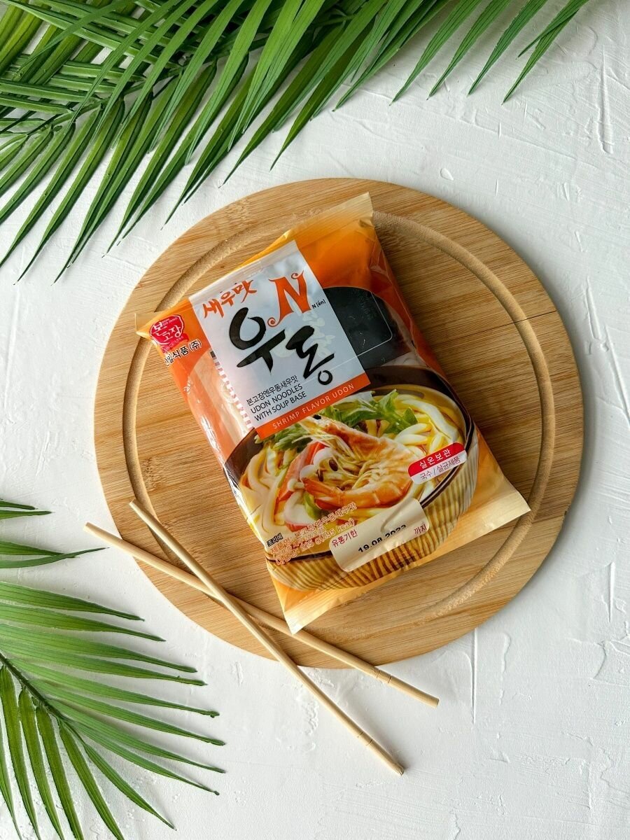 Корейская лапша удон SHRIMP FLAVOR UDON креветка и кальмар - фотография № 2