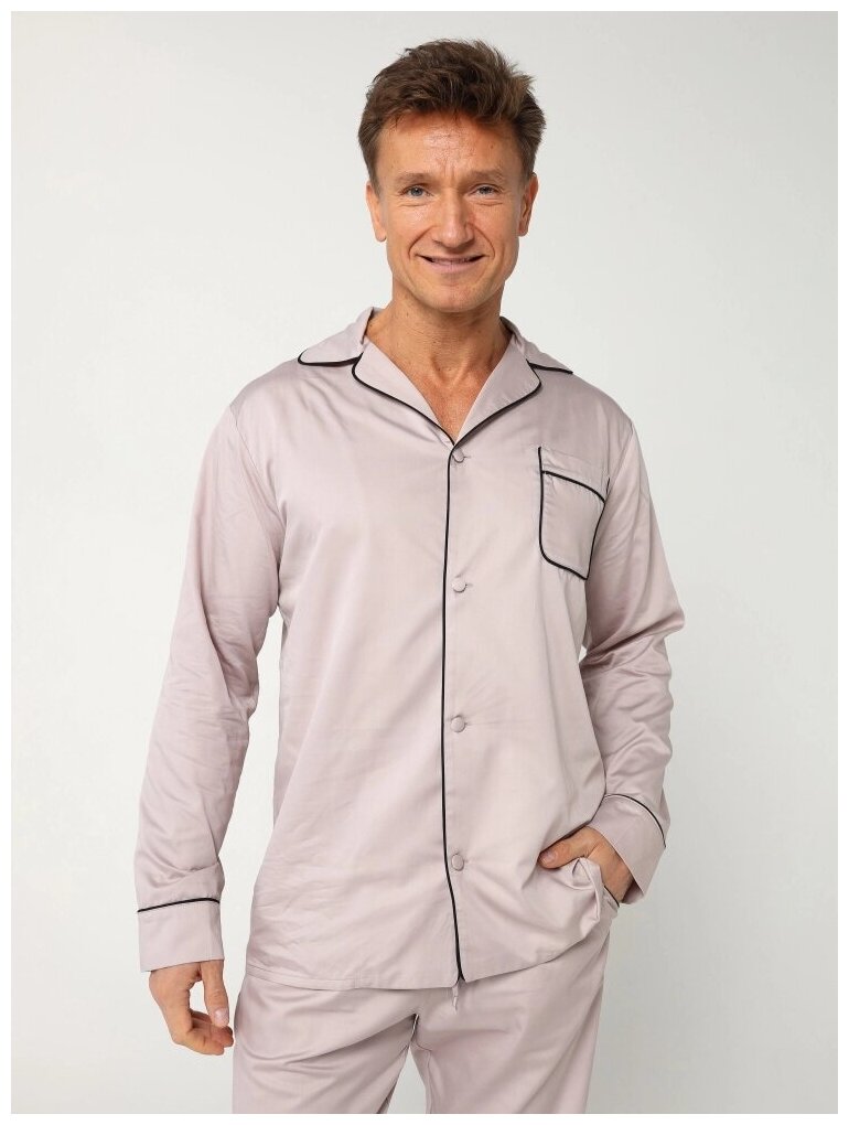 Пижама мужская из тенселя с брюками и рубашкой "Хьюстон", размер 48 - фотография № 4