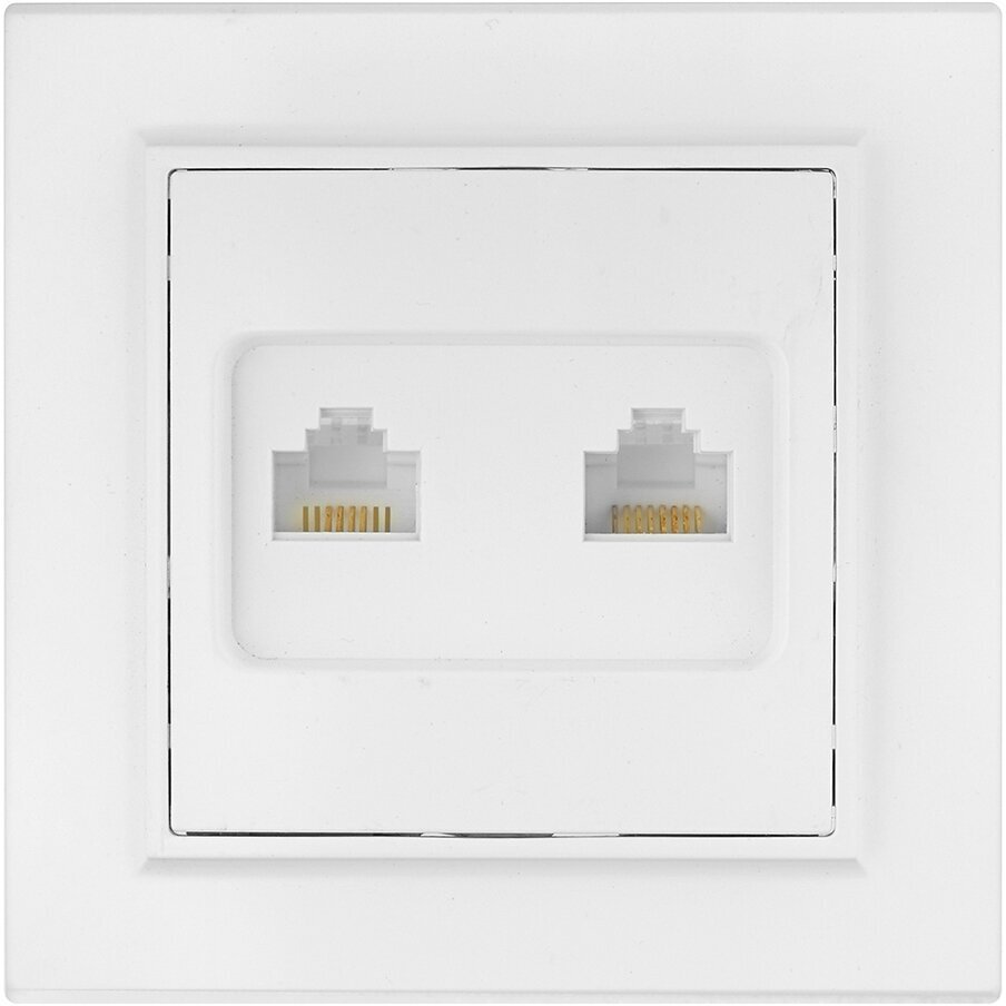 Розетка компьютерная/ телефонная EKF Минск встраиваемая белая RJ11/ RJ45 (ERK00-135-10)