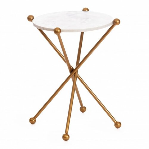 Столик кофейный Secret De Maison TRIXY ( mod. 19993 ) алюминиевый сплав/мрамор, 48*48*56 см, золотой/gold