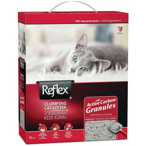 Reflex 10 л комкующийся бентонитовый наполнитель для кошачьего туалета сверхпрочное комкование 2 шт