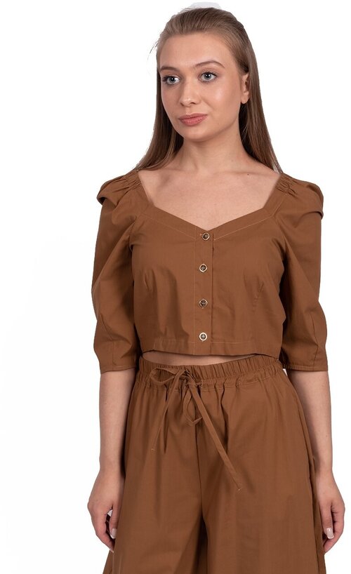 Блуза  Emma&Gaia, размер 44, коричневый