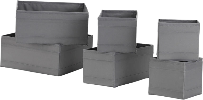 Коробка для хранения, 6 шт, темно-серый, аналог Икея скубб / SKUBB, 28х28х13 см