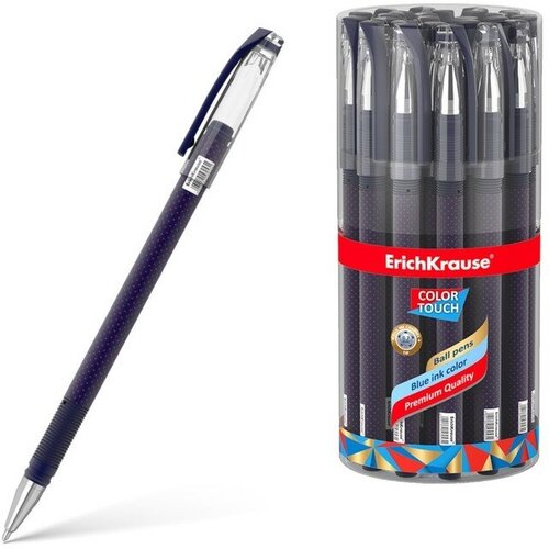 Ручка шариковая ErichKrause ColorTouch Dots in Blue, узел 0.7 мм, грип, чернила синие