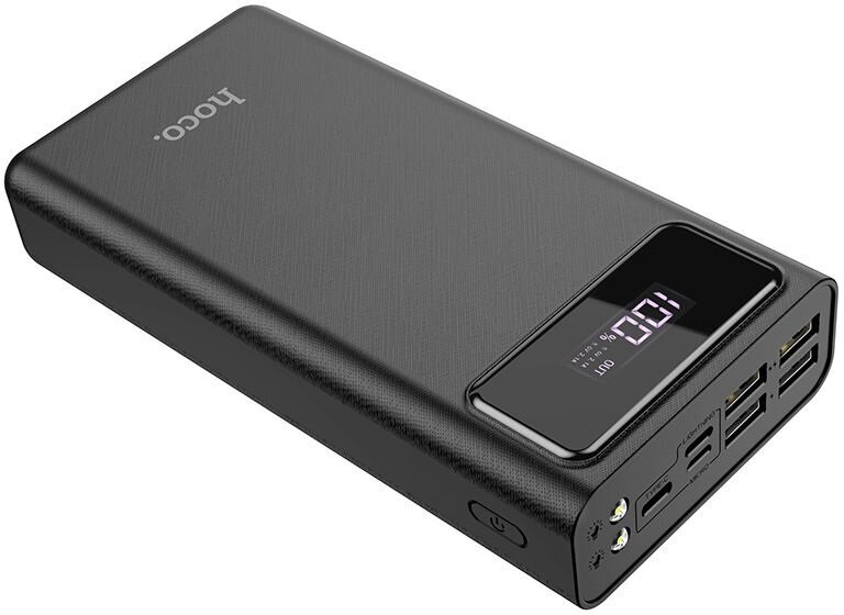 Внешний аккумулятор Hoco J65 General, 30000 mAh, Output 4 USB ALL10W, LED + Фонарь, Черный