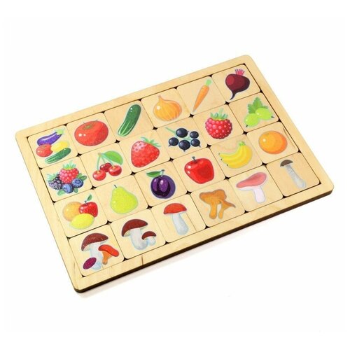 Игра развивающая - сортер, деревянная, Овощи-Фрукты-Ягоды-Грибы, 1 набор настольная игра knopa дидактический набор овощи фрукты ягоды