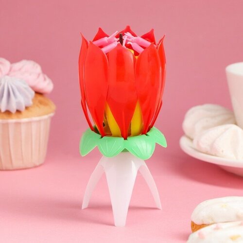 Свеча для торта музыкальная Тюльпан красная 125 см 343₽