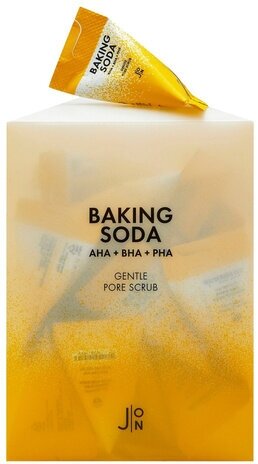 J: on, Скраб для лица с содой, Baking soda gentle pore scrub, 20 штук по 5мл