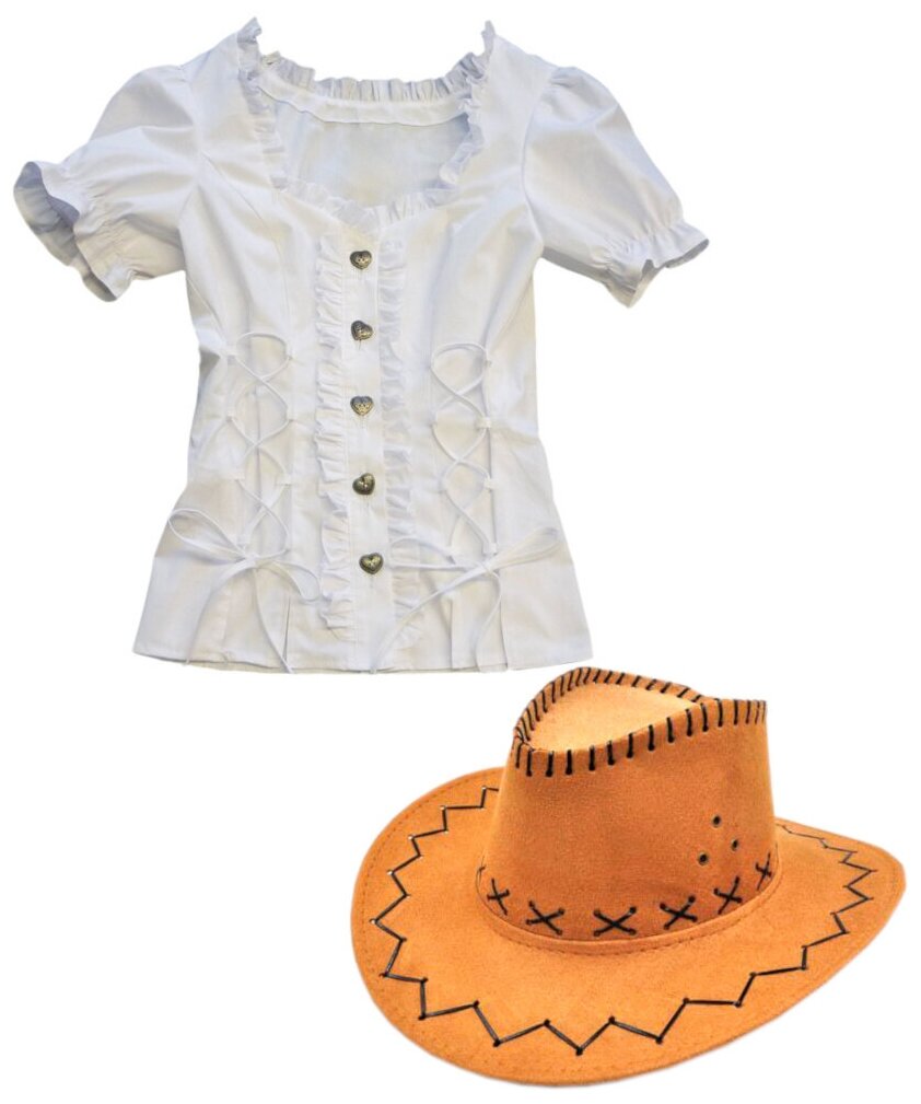 Женский набор ковбоя (белая рубашка и шляпа) (4743) 42