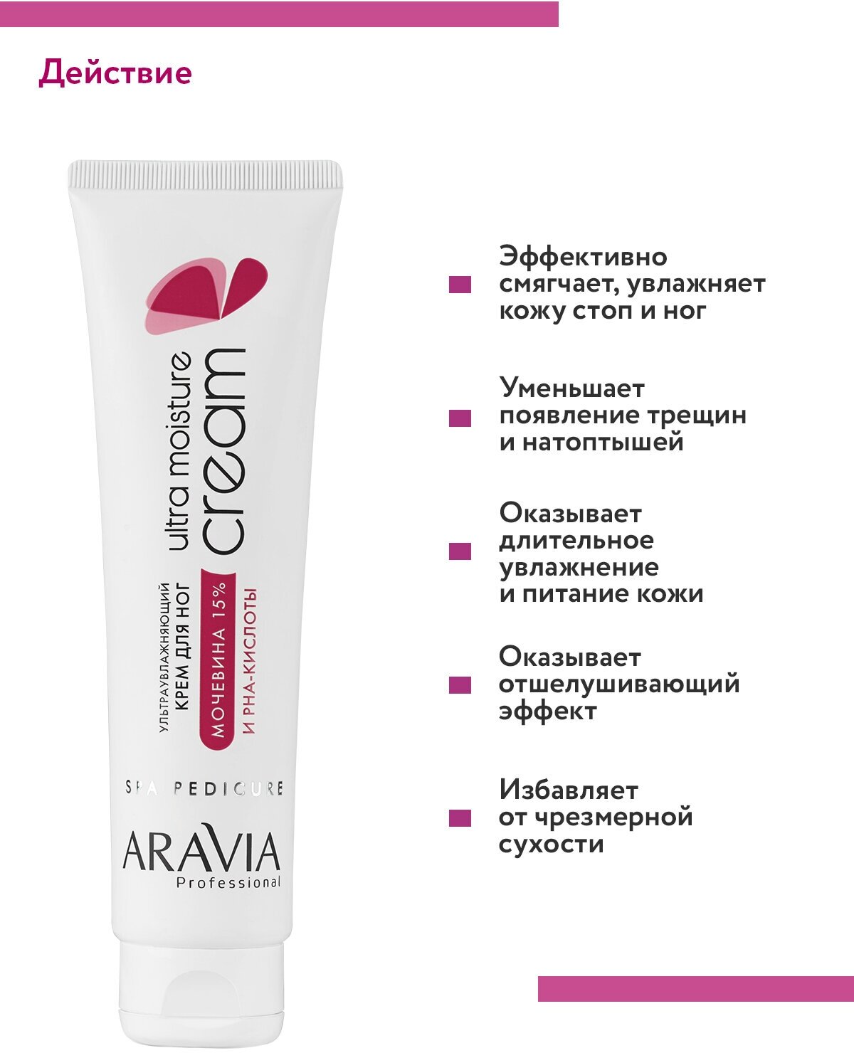 Aravia professional Крем ультраувлажняющий для ног с мочевиной (15%) и PHA-кислотами Ultra Moisture Cream, 100 мл (Aravia professional, ) - фото №2