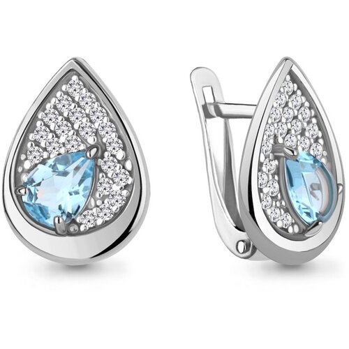 Серебряные серьги Aquamarine А4789005А с топазом и фианитом