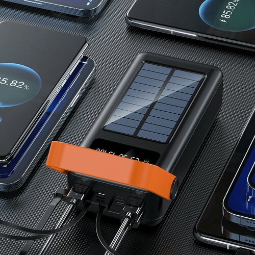 Повербанк с быстрой зарядкой powerbank с солнечной батареей и фонариком встроенные кабеля 389000₽