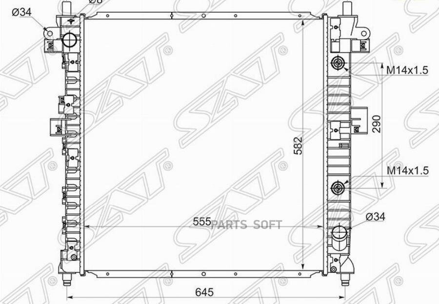 Радиатор SsangYong Actyon 05-10 / Actyon Sports 06-12 / Kyron 05-16 SAT SY0002 | цена за 1 шт