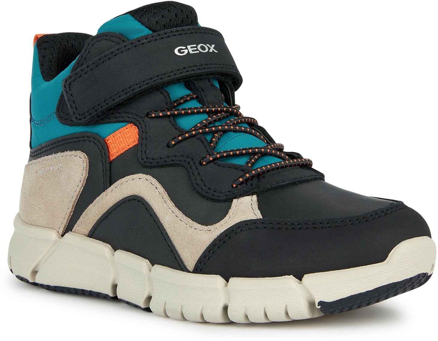 Ботинки GEOX Flexyper ABX, размер 32, чёрный/петроль (лазурно-синий) — фото 1