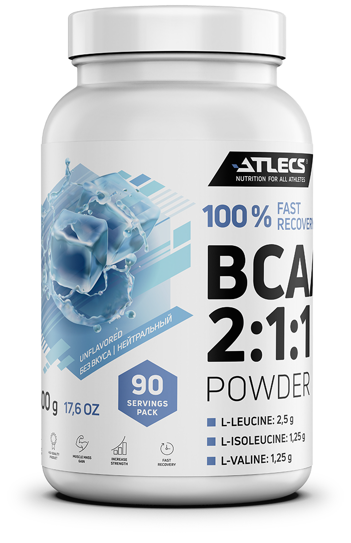 Atlecs BCAA 2.1.1, 500 g, (нейтральный)