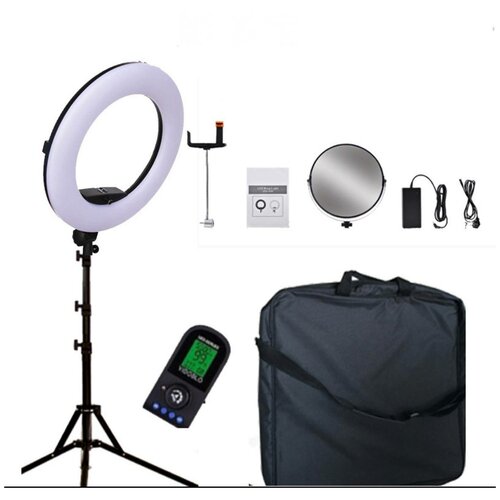 Кольцевая лампа Yidoblo Fe 480II WHITE белая с сумкой штативом пультом ду зеркалом и креплением для камеры и смартфона 1699000₽