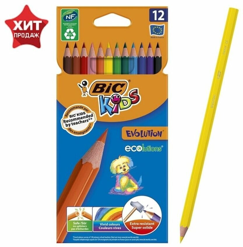 Карандаши 12 цветов BIC Kids Evolution