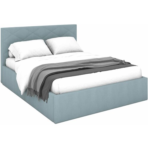 Двуспальная кровать Ривали Амбер Серо-голубой, велюр 160х200 см С подъемным механизмом