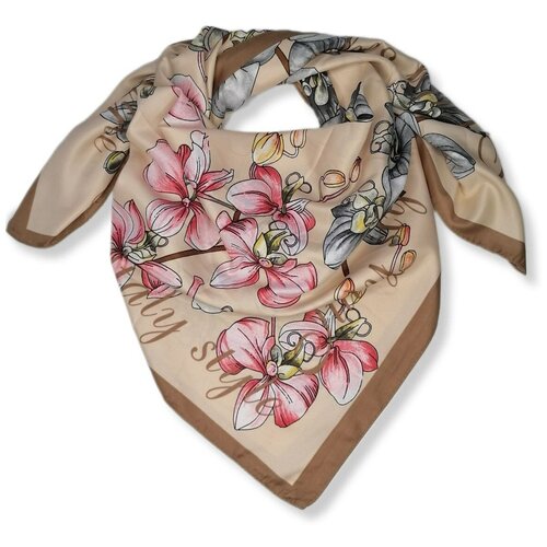 Платок орхидея розовая/ Платок на голову / Шейный платок / Платок на сумку / Косынка на пляж