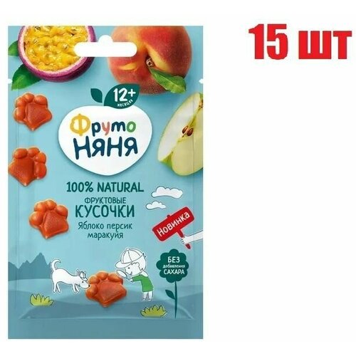 Фруктовые кусочки ФрутоНяня из яблок и малины с 12 месяцев 15 г 15 шт фруктовые кусочки улитки из яблок бананов и клубники с 12 месяцев 15 г 18 шт