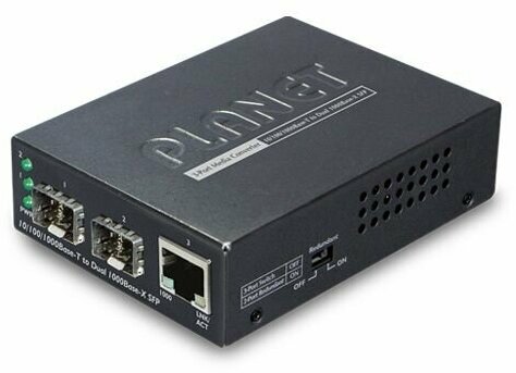 Медиа-конвертер Planet GT-1205A неуправляемый 1-Port GE - 2-Port Gigabit SFP Switch/Redundant Media Converter