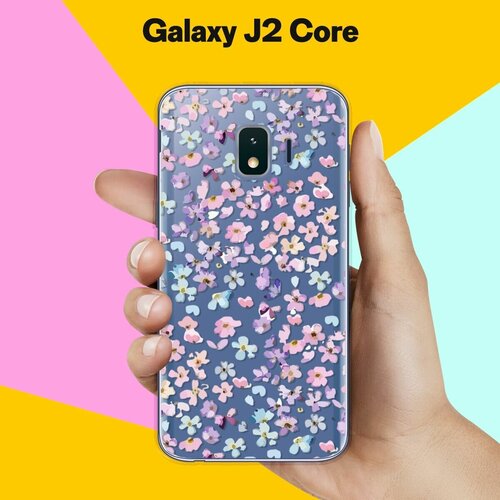 Силиконовый чехол на Samsung Galaxy J2 Core Розовые цветы / для Самсунг Галакси Джей 2 Кор силиконовый чехол на samsung galaxy j2 core белые цветы для самсунг галакси джей 2 кор