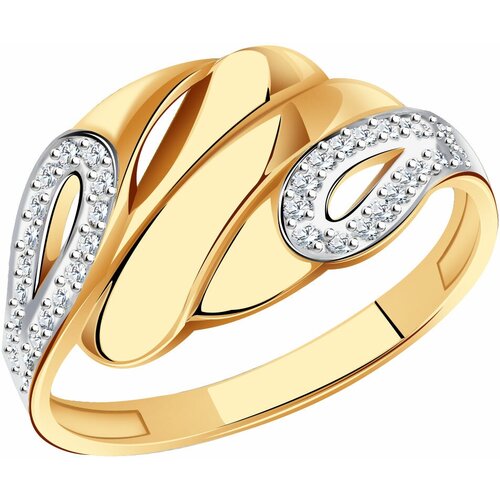 фото Кольцо diamant online, золото, 585 проба, фианит, размер 17.5