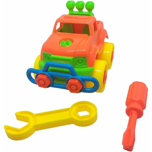 Игрушка-конструктор Машина с инструментами, крупные детали, отвертка, пластик