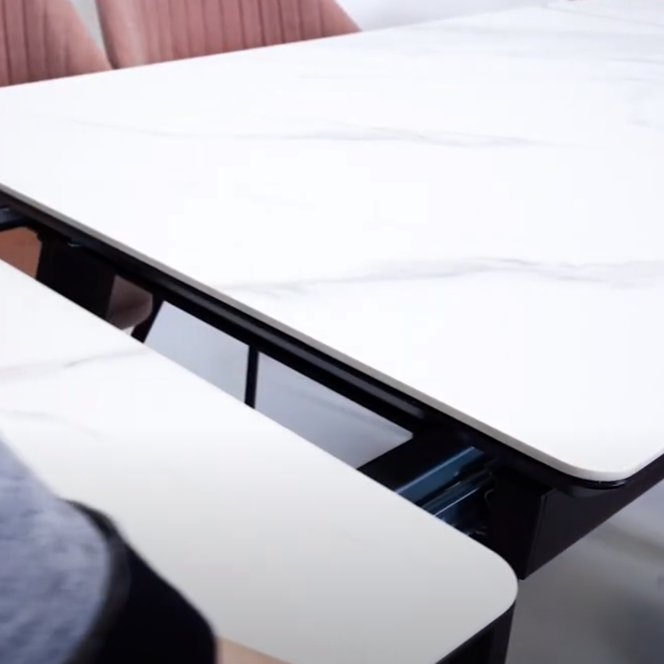 Стол с керамогранитом Татами-2C белый мрамор 120(180)х80 см - фотография № 6