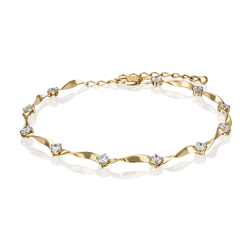 PLATINA jewelry Золотой браслет с вставками Swarovski 05-0616-00-501-1130-38, размер 17-21