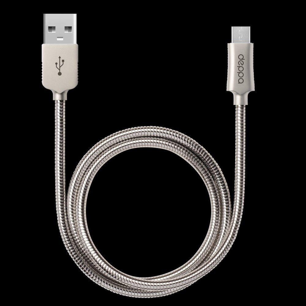 Кабель DEPPA Steel, microUSB - USB, 1.2м, стальной [72273] - фото №5