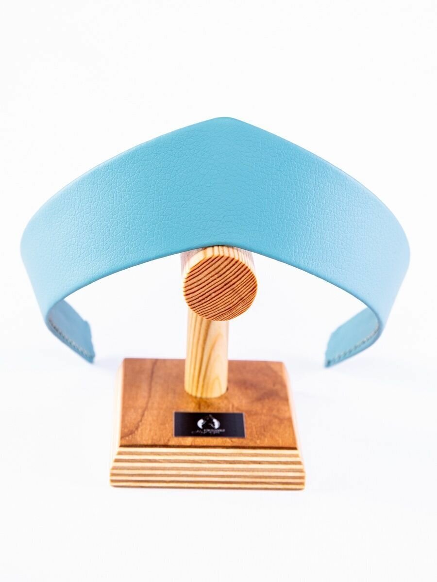 Современный ободок-кокошник экокожа 4,5 см. голубой — фото 1