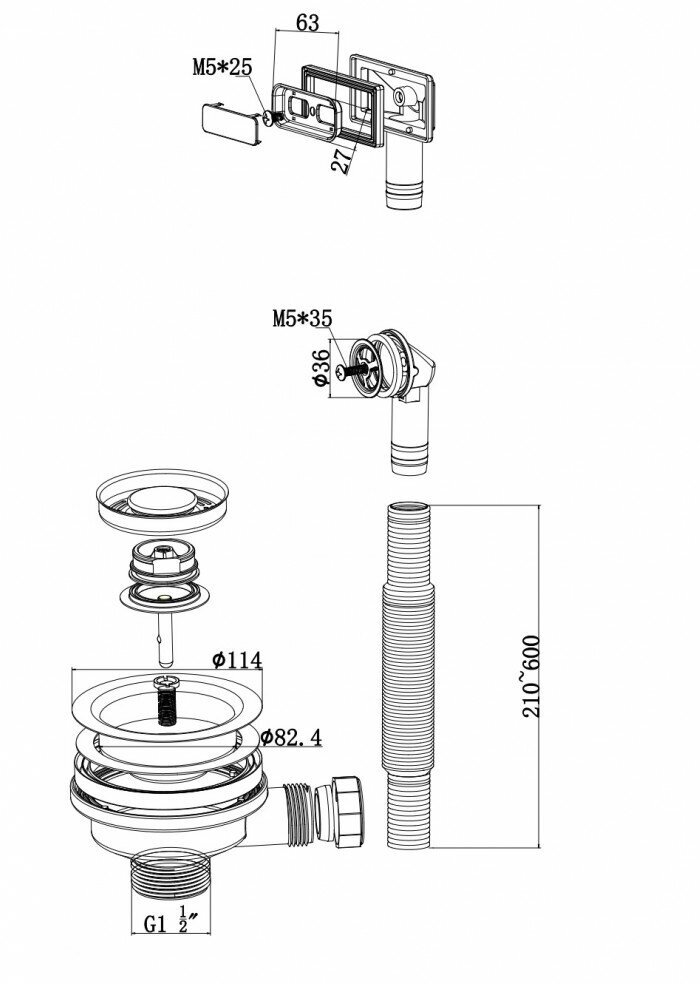 Сливная арматура Milacio MC.013.GD, брашированное золото - фотография № 4