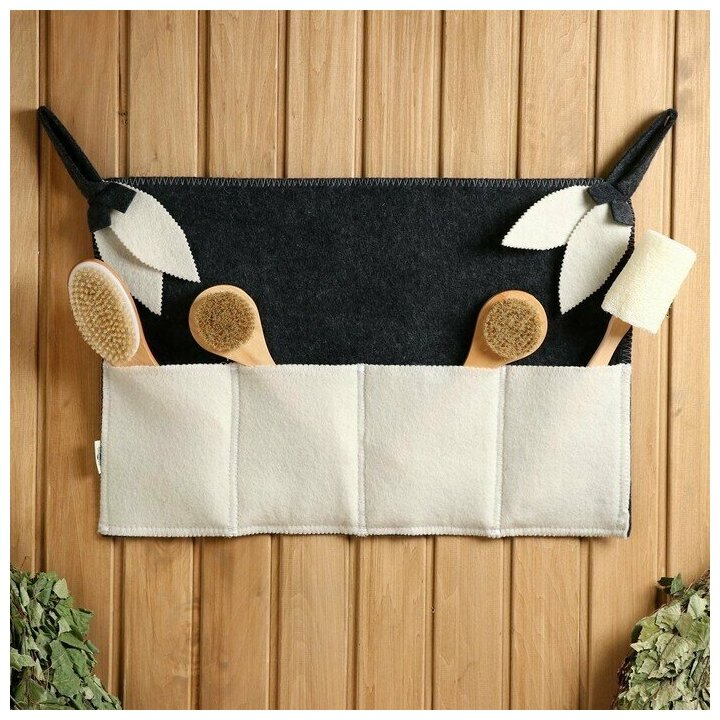 фото Добропаровъ Коврик банный настенный, войлок, 4 кармана 60х40 см