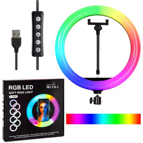 Кольцевая лампаСелфи-кольцо Кольцевая лампа для блогеровСветодиодная цветная лампа 30 см 12 RGB F-300Q 118500₽
