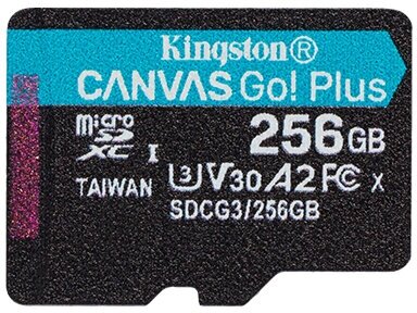 Карта памяти Kingston CANVAS Go! Plus - SDCG3/256GB - microSDXC UHS-I, U3, V30, A2 - 170/90МБ/с без адаптера