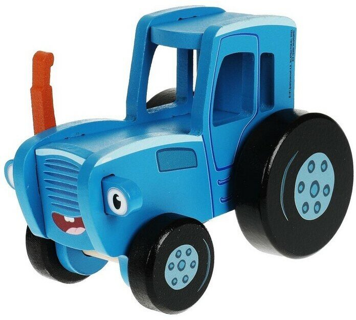Игрушка деревянная "Объёмная каталка. Синий трактор" 12 см