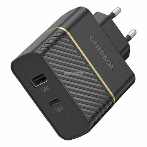 Блок питания OtterBox 30 W, 2 порта: USB-C (18 W) и USB-A (12 W), быстрая зарядка, Premium, цвет Black Shimmer (78-80867)