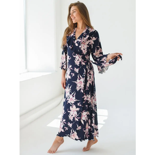 фото Халат текстильный край, размер 64, фиолетовый, синий