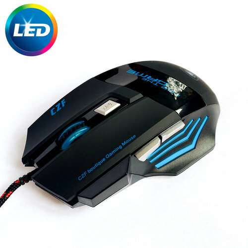 Мышь компьютерная игровая с подсветкой LED 5500 dpi черная 53200₽