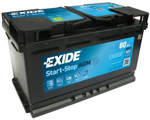 Аккумуляторная батарея 19.5/17.9 евро полярность 80ah 800a 315/175/190 Exide EK800