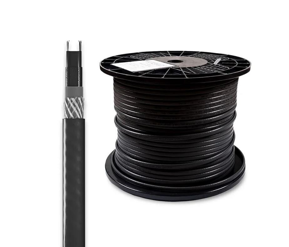 Саморегулирующийся греющий кабель на трубу, 5м 16Вт-2CR/ С экраном/ Черный