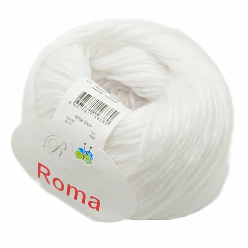 Пряжа Rozetti ROMA 50% Акрил, 50% Полиамид, 50гр/145м, (201-01 Белоснежный) 1 упаковка (10 мотков)