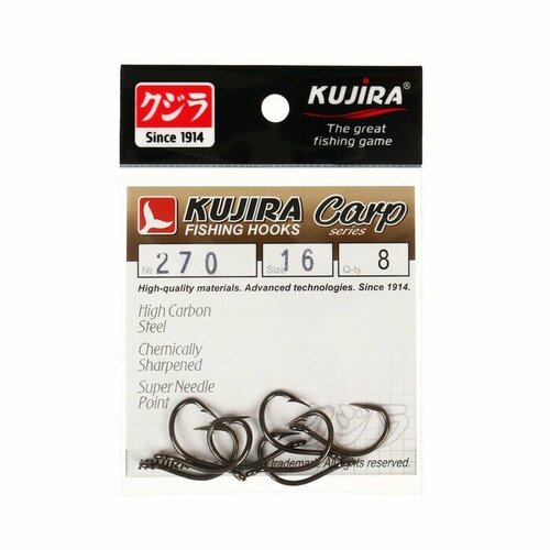 фото Крючки карповые kujira carp 270 bn №16, 8 шт. нет бренда