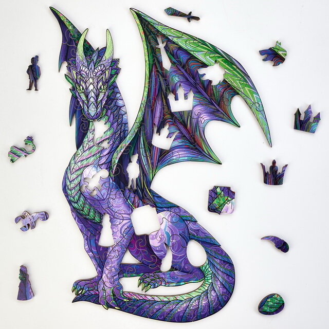 Active Puzzles Деревянный пазл Лунный дракон 29*21 см, 79 элементов Dragon-puzzles-purple