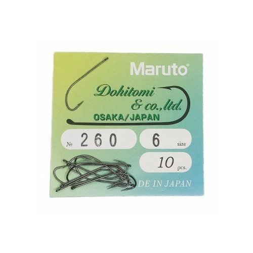 фото Крючок рыболовный универсал maruto 260 размер №6 (упак. 10 шт) с покрытием bn