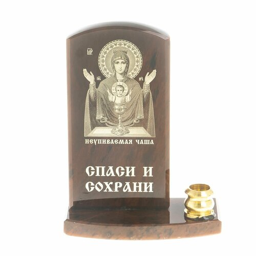 Икона с подсвечником "Неупиваемая чаша" камень обсидиан 123011