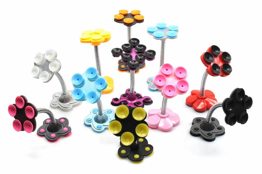 Держатель для телефона, на присосках и гибкой ноге, серебристый — фото 1