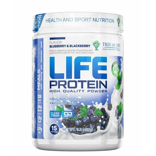Tree of Life Life Protein 450 гр (черника-ежевика) tree of life life collagen protein 450 г клубника банан